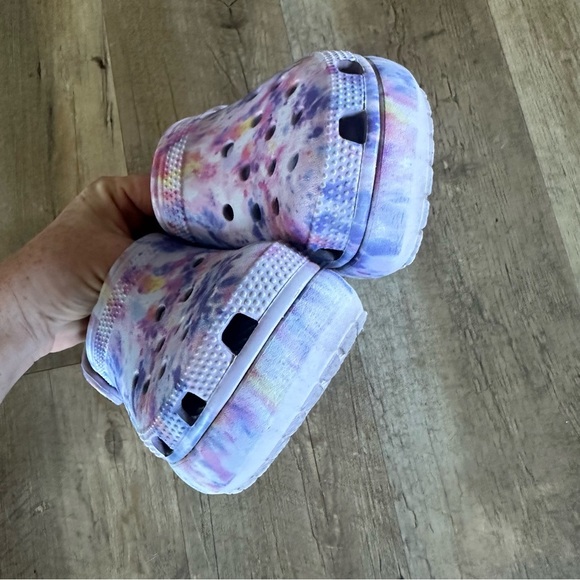 Crocs Classic Platform Slip On Clog Purple Pink Tie Dye - Picture 6 of 10